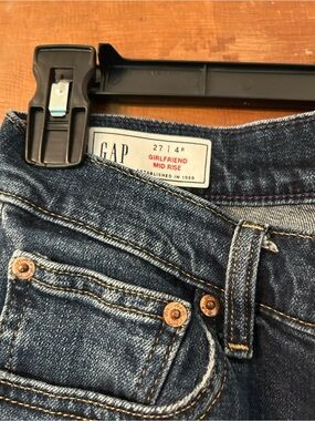 GAP Girlfriend Mid Rise Jeans - Dark Wash Blue